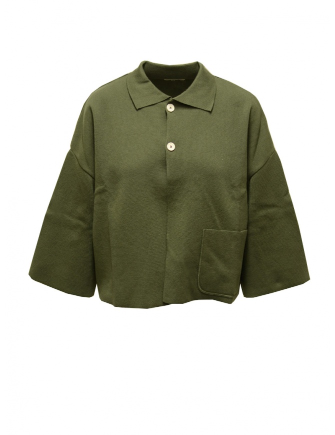 Ma'ry'ya green cotton cardigan with shirt collar YIK016 A7 MILITARY womens cardigans online shopping
