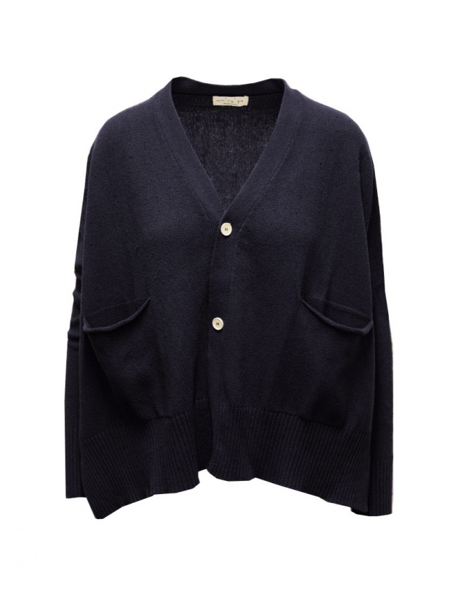 Ma'ry'ya cardigan in blue cotton open on the sides YIK071 H8 NAVY womens cardigans online shopping