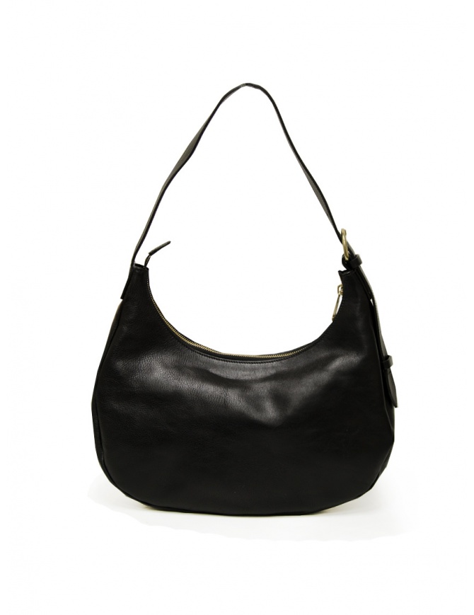 Il Bisonte shoulder bag in black leather with crescent moon shape