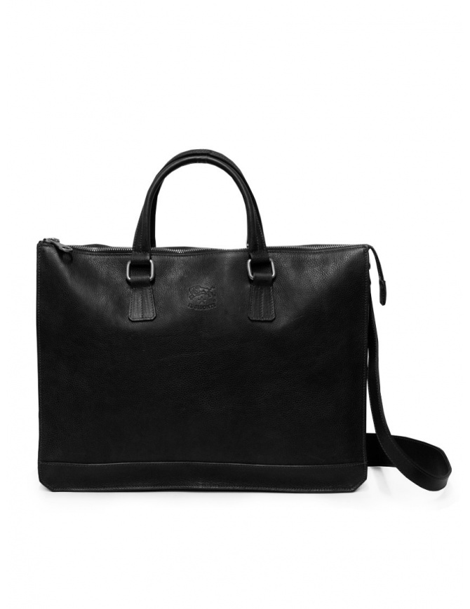 Il Bisonte satchel bag in black leather BBC056 PO0001 NERO BK161 bags online shopping
