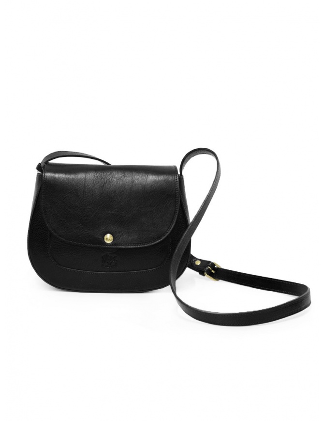 Il Bisonte shoulder bag in black leather BSA001 PV0001 NERO BK159 bags online shopping