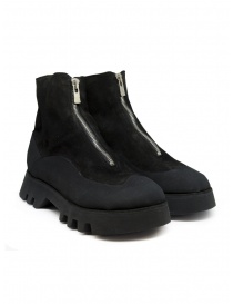 Mens shoes online: Guidi ZO06FZV black suede boots with front zip