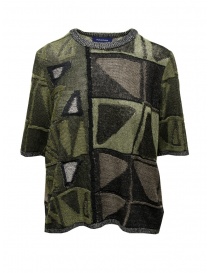 Women s knitwear online: Fuga Fuga green black and grey knit T-shirt