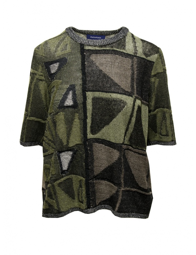 Fuga Fuga T-shirt in maglia verde nera e grigia BCH07019WA BLACK maglieria donna online shopping