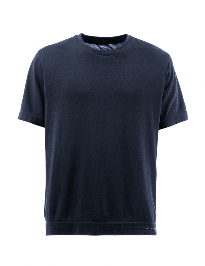 Monobi T-shirt in blue organic cotton 12180511 INDIGO BLUE 1 mens t shirts online shopping
