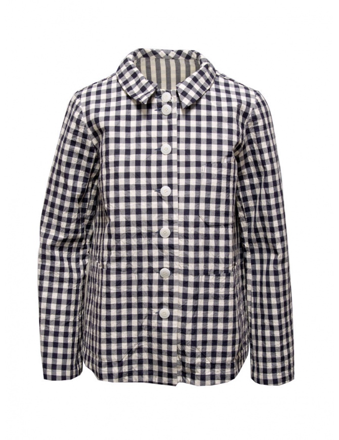 Casey Casey navy/ivory checked shirt jacket 20FV208 NAVY IVOIRE womens jackets online shopping