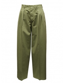 Womens trousers online: Cellar Door Frida wide green trousers with pleats