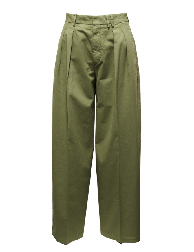 Cellar Door Frida ampi pantaloni verdi con le pinces FRIDA CAPUELT OLIVE RF457 76 pantaloni donna online shopping
