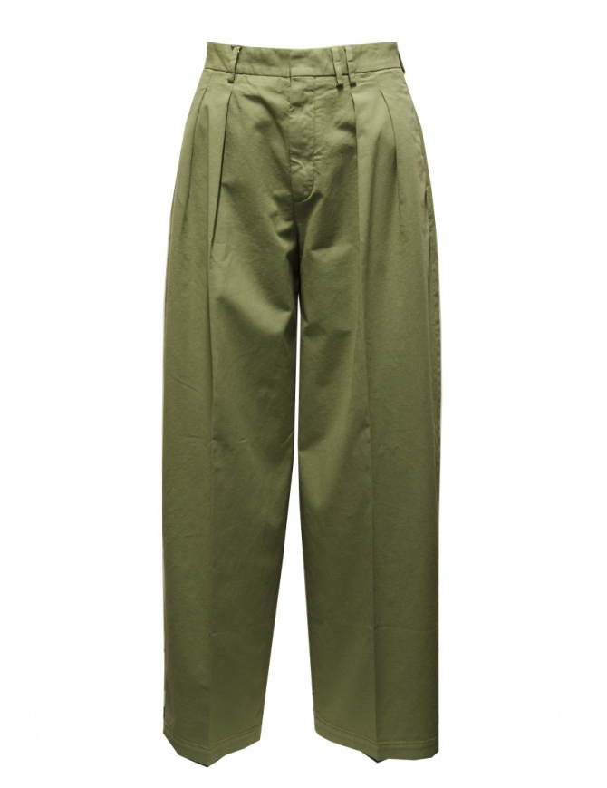 Cellar Door Frida wide green trousers with pleats FRIDA CAPUELT OLIVE RF457 76 womens trousers online shopping