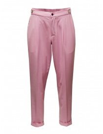 Mens trousers online: Cellar Door Leo pink trousers with pleats