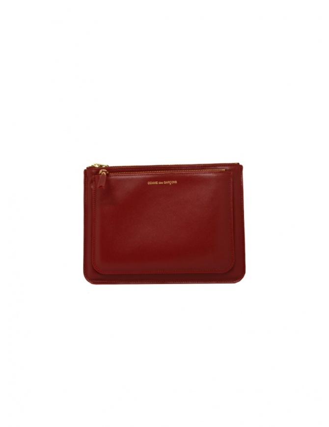 Comme des Garçons SA5100OP red leather pouch with external pocket SA5100OP RED Comme des Garçons SA5100OP red leather pouch with external pocket SA5100OP RED wallets online shopping