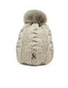 Parajumpers beige braided hat with fur pon-pon buy online PAACHA11 CABLE PURITY