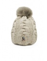 Parajumpers berretto a trecce beige con pon-pon in pelliccia acquista online PAACHA11 CABLE PURITY