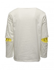 Kapital t-shirt bianca manica lunga con smile sui gomiti