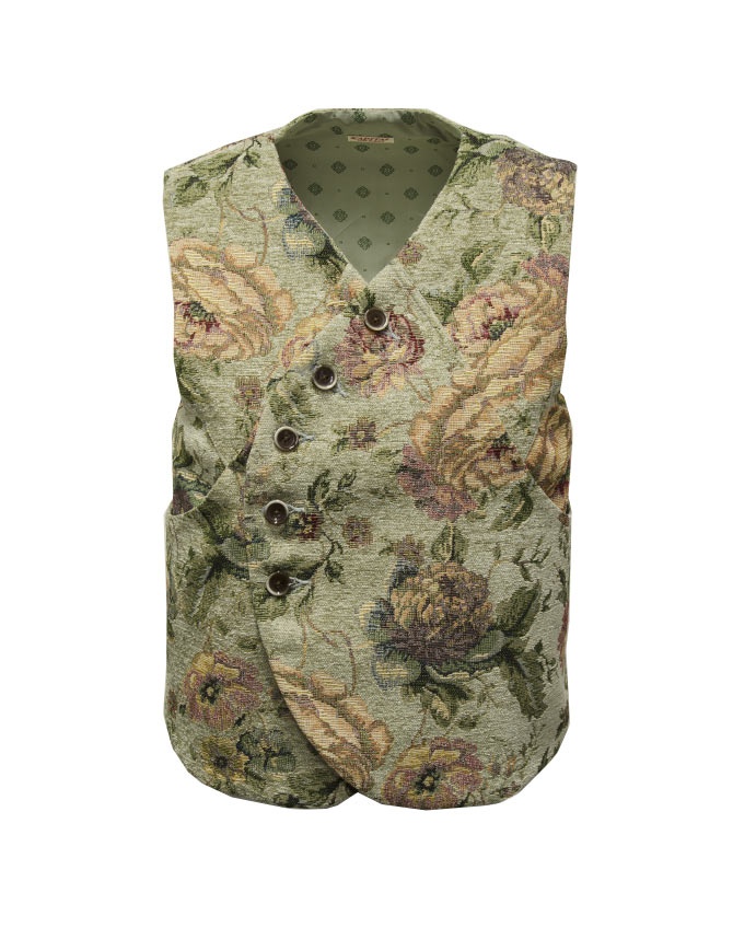 Kapital floral waistcoat in Gobelin fabric K2303SJ050 GRN mens vests online shopping