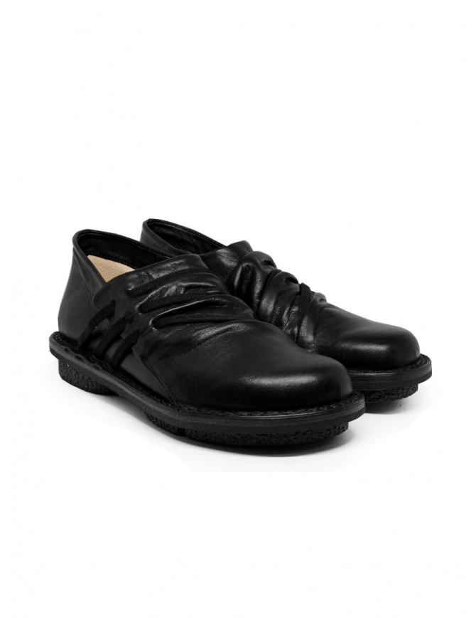 Trippen Thrill scarpe basse in pelle nera con stringhe laterali THRILL BLACK-SAT KA BLK calzature donna online shopping