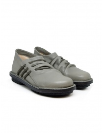 Calzature donna online: Trippen Thrill scarpe basse in pelle grigia con stringhe laterali