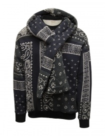 Mens jackets online: Kapital Kesa bandana pattern black hoodie