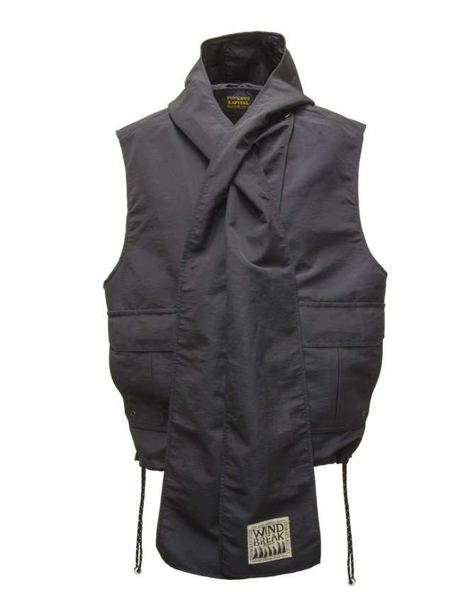 Kapital Cross Rabbit long black vest K2303SJ003 BLK mens vests online shopping