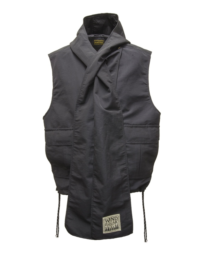 Kapital Cross Rabbit long black vest K2303SJ003 BLK Kapital Cross Rabbit long black vest K2303SJ003 BLK mens vests online shopping