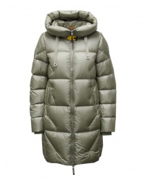 Womens jackets online: Parajumpers Janet satin sage green long down jacket