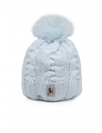 Parajumpers wool cap with pompom in baby blue color PAACHA11 CABLE MOCHI