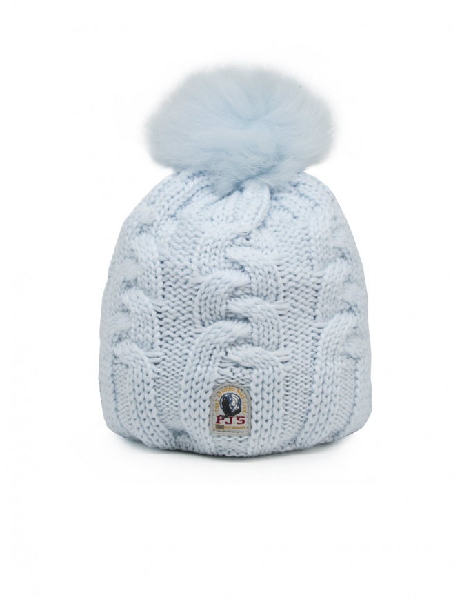 Parajumpers wool cap with pompom in baby blue color PAACHA11 CABLE MOCHI hats and caps online shopping