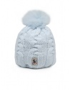 Parajumpers wool cap with pompom in baby blue color buy online PAACHA11 CABLE MOCHI