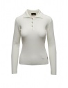 Parajumpers Caris white long sleeve ribbed polo shirt buy online PWKNRB32 CARIS PURITY