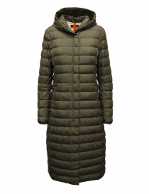 Parajumpers Omega extra long down jacket in olive green PWPUSL37 OMEGA TAGGIA OLIVE order online