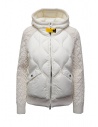 Parajumpers Phat white down jacket with Aran wool sleeves buy online PWHYAK33 PHAT PURITY