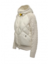 Parajumpers Phat white down jacket with Aran wool sleeves