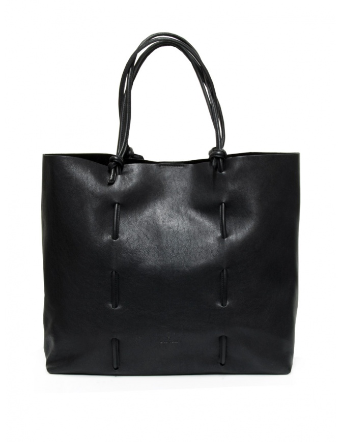 Il Bisonte borsa tote in pelle nera manici annodati BTO142 BK296B NERO borse online shopping