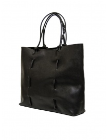 Il Bisonte black leather tote bag with knotted handles buy online