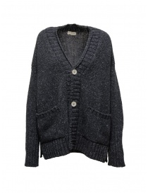 Ma'ry'ya maxi cardigan in salt and pepper wool YLK031 G4BLACK