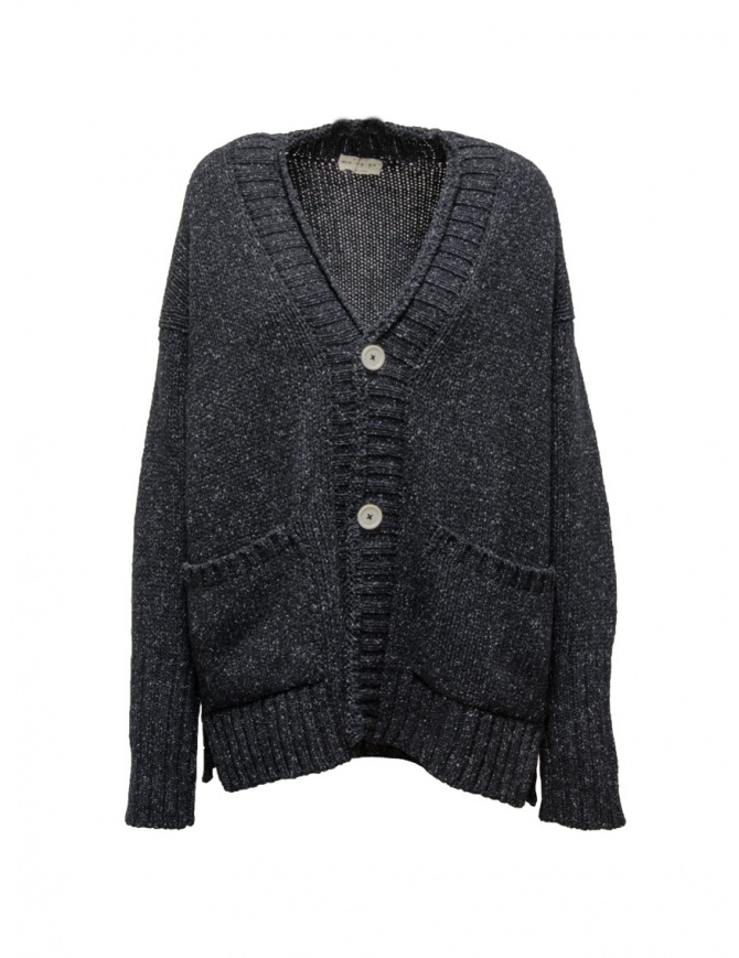 Ma'ry'ya maxi cardigan in salt and pepper wool YLK031 G4BLACK womens cardigans online shopping