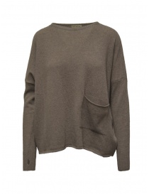 Maglieria donna online: Ma'ry'ya pullover in lana taupe con tasca frontale
