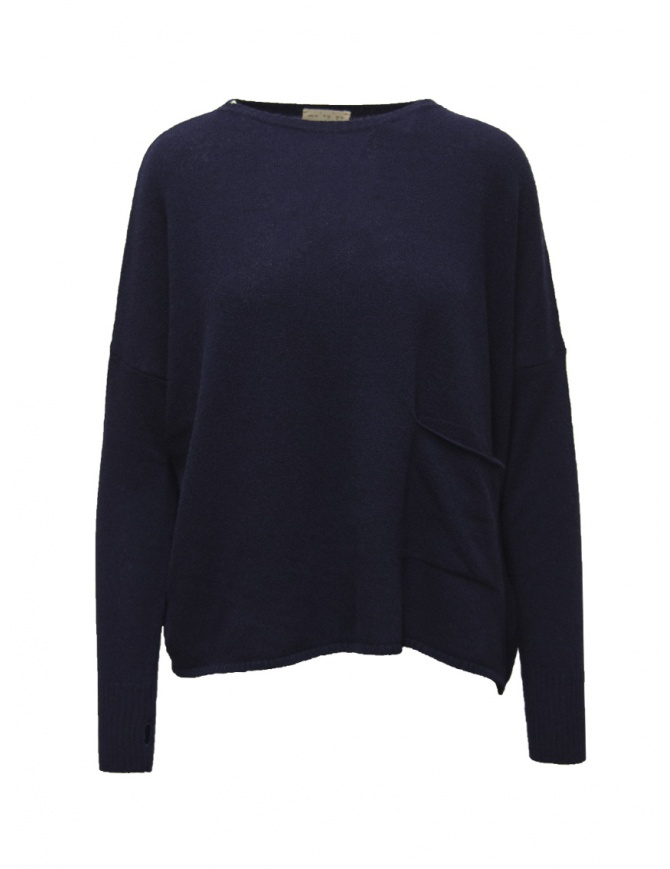 Ma'ry'ya maglia in lana blu con tasca YLK061 B7NAVY maglieria donna online shopping