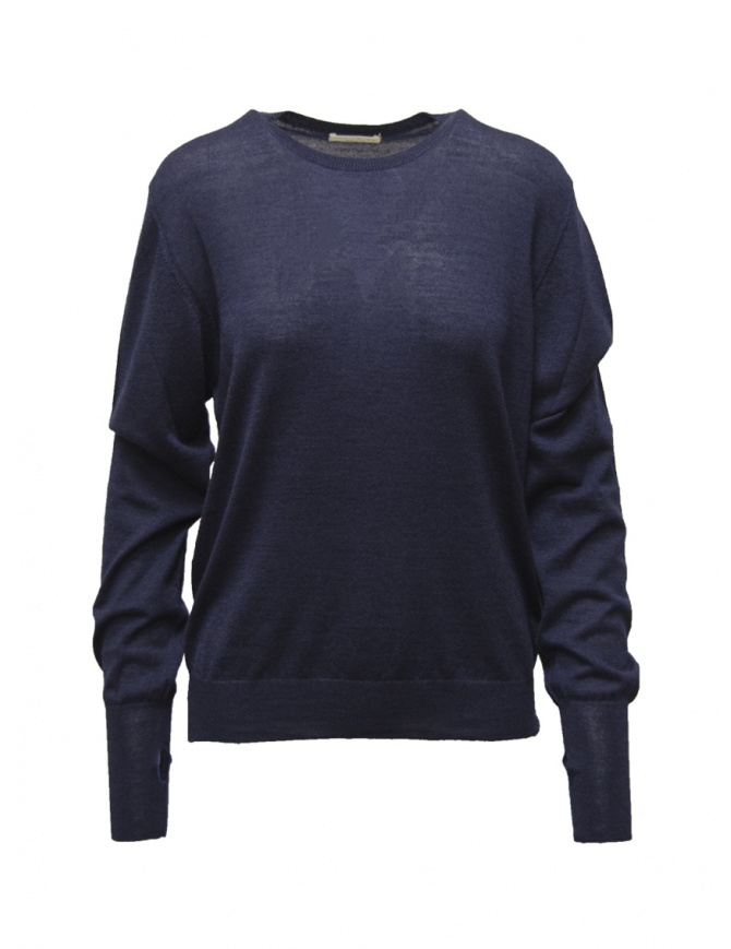Ma'ry'ya blue thin wool pullover sweater YLK070 E9NAVY women s knitwear online shopping