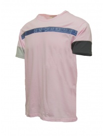 QBISM T-shirt rosa con fascia frontale in denim blu acquista online