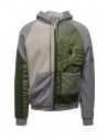 QBISM felpa bomber con zip e cappuccio grigia verde e bianca acquista online STYLE 07 GREY/OLIVE SHERPA