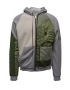 QBISM grey green and white hooded bomber-sweatshirt with zip buy online STYLE 07 GREY/OLIVE SHERPA
