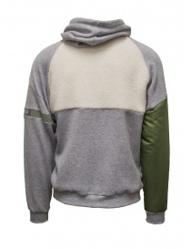 QBISM felpa bomber con zip e cappuccio grigia verde e bianca prezzo