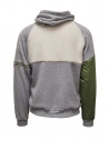 QBISM grey green and white hooded bomber-sweatshirt with zip STYLE 07 GREY/OLIVE SHERPA price