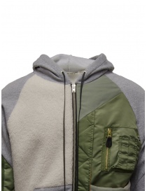 QBISM grey green and white hooded bomber-sweatshirt with zip mens jackets buy online