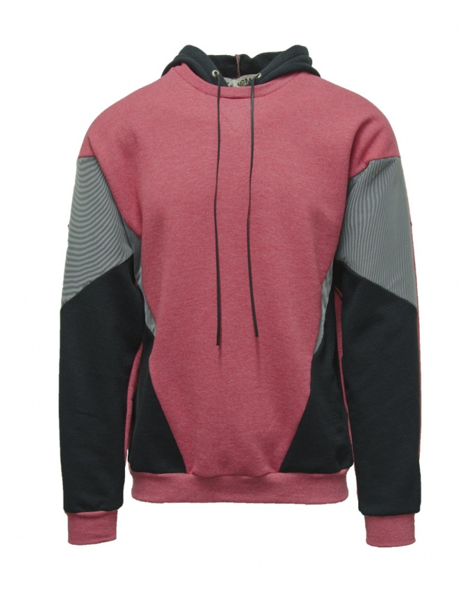 QBISM felpa color block rossa e nera con cappuccio STYLE 18 RED/MULTI SHELL maglieria uomo online shopping