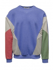 Men s knitwear online: QBISM cornflower blue red green color block sweatshirt