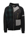 QBISM black sweatshirt-bomber with green and blue checked inserts buy online STYLE 08 BLACK/GREEN CHECK