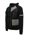 QBISM black sweatshirt-bomber with green and blue checked inserts shop online mens jackets