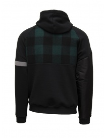 QBISM black sweatshirt-bomber with green and blue checked inserts price